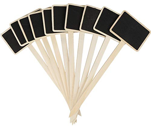 JJWNMLL Etichette per Piante in Legno Nere 20 Pezzi,Mini Etichette Lavagna per Piante da Giardino, Targhette a T per Semi di Verdura Alberi Erbe Fiori Giardino - Rettangolari