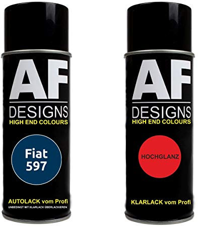 Auto Vernice Spray Set per Fiat 597 Blu Teseo MetallicBase Trasparente 2x400ml con vernice spray trasparente