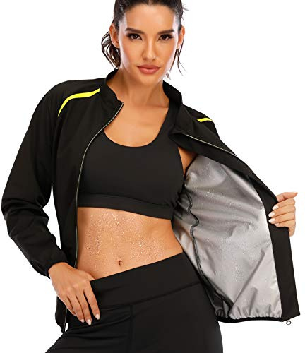 SEXYWG Women Sauna Jacket Sweat Sauna Suit Shirt Long Sleeve Workout Tops Body Shaper Exercise