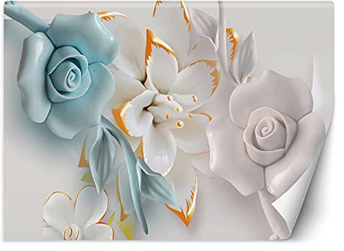 Feeby Fototapet Abstrakt Grafisk 300x210 cm Veelkleurig Modern Fleece Vägg Tapet Spa Restaurant Hotel Kontor Kök Hall Sovrum Vardagsrum Blommor 3D-Effekt