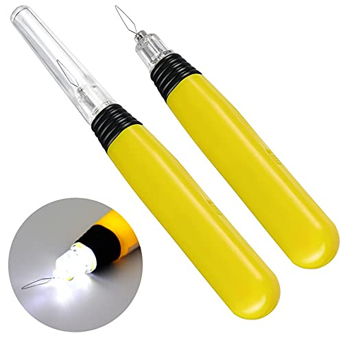 2 Stück LED-Nadeleinfädler Nähwerkzeuge beleuchteter Einfädler manueller Einfädler mit Licht Nähmaschine Nadeleinfädler (Batterien im Lieferumfang enthalten)