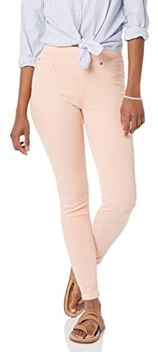 Amazon Essentials Jegging Facile à Enfiler Extensible Taille Mi-Haute - couleurs abandonnées Femme, Rose Corail, 36 Grande longueur
