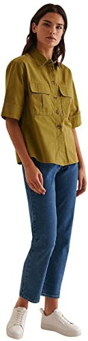 NA-KD Oversized Pocket Shirt Camisa Abotonada, Verde (Moss), 62 para Mujer