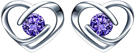 INFINIONLY Boucles d'oreilles de cœur pour femmes et filles, boucles d'oreilles en argent 925, clous d'oreilles de zircon brillant, boucles d'oreilles cœur creux élégant, zircon incrusté