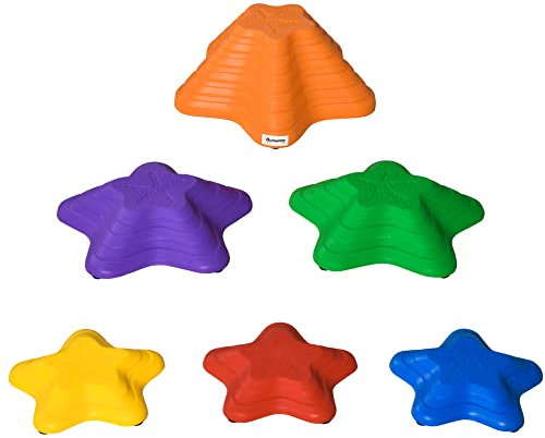 Outsunny Balance Stepping Stones Kids, 6-Piece Starfish Style Non-slip Obstacle Course, Stackable Balance Blocks, Garden Sensory Toys for Toddler 3-8 Years, Indoor Outdoor, Multicoloured