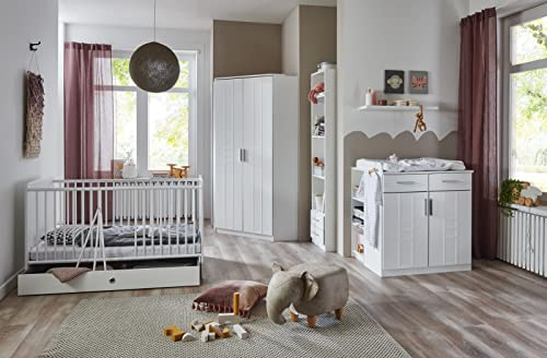 möbelando Babyzimmer-Komplettset >BORKUM< in Weiss