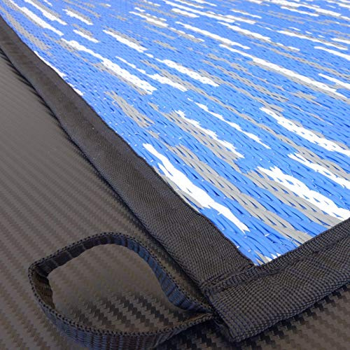 odooro Outdoor Teppich WAVETEX Platin 2,7m x 2m blau-weiß *** VIELE GRÖSSEN + Farben * 450 g/m² Camping Zeltteppich Vorzelt Garten Spieldecke Wohnwagen Camper
