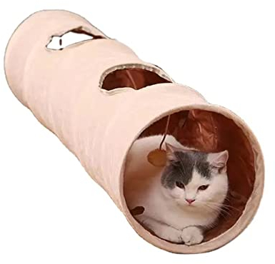 Extra lange zusammenklappbare Katzenröhren und Tunnel Interaktives Spielzeug von Bunny, interaktives Peek-a-Boo-Katzenrutsche-Katzenröhrenspielzeug mit 2 Fenstern für Kaninchen, Welpen, Kätzchen