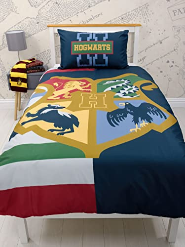 Harry Potter Ensemble de Housses de Couette Simples pour Enfants Literie Réversible Poudlard pour Garçons