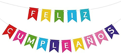 Cartel de Feliz Cumpleaños, colorido banderín de cumpleaños español para decoraciones de fiesta de cumpleaños