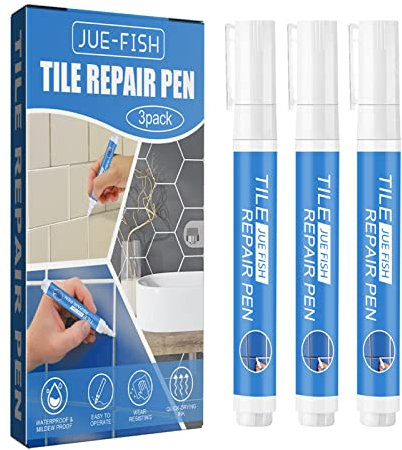 Pomurom 3 Grout White Tile Paint Marker, Waterproof Grout Restorer, Tiles Grout, Grout Se-aler for Restoring Discoloured & Faded Joints, Grout Whitener for Bathroom Kitchen Tiles Floor Wall