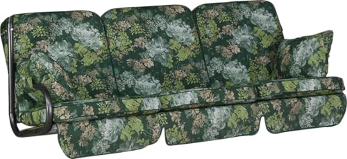 ANGERER Hollywoodschaukel Auflage Comfort grün geblümt | passend für viele 3-Sitzer Hollywoodschaukeln, Schaukelauflage Made in Germany