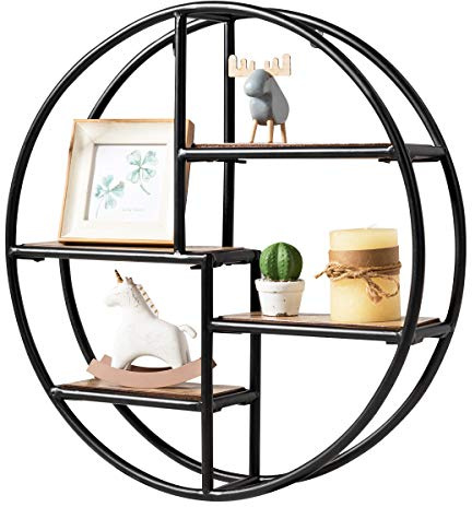 GIANTEX Rund vägghylla med 4 hyllor, dekorativ hängande hylla, modern design, väggdekoration för vardagsrum, sovrum, kök, 55 x 11 x 55 cm