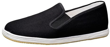 Rubruan Chinesische Kampfkunst Baumwolle Stoffschuhe - Traditionelle Handgefertigte Herren Damen Freizeitschuhe Hausschuhe Kung Fu Tai Chi Casual Flache Schuhe Stoff oder TPR-Sohle (Gummi, 44)