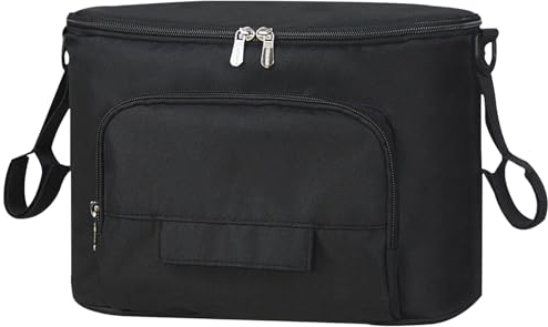 Kinderwagen Organizer Universal Baby Multifunktionstasche Wasserdicht Aufbewahrungstasche mit Klettverschluss, Verstellbaren Schultergurten Buggy Organizer Taschen für Windeln, Babyflasche (Schwarz)