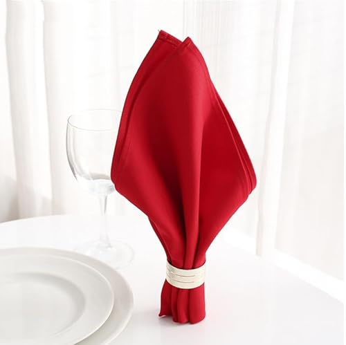 10 Stück Baumwolle Servietten Stoff, 30*30cm Abwaschbare Servietten Tischdekoration Hochzeitsservietten Stoffservietten weich bequem für Küche Esstisch Familienessen Weihnachten Cafe Restaurant -Rot