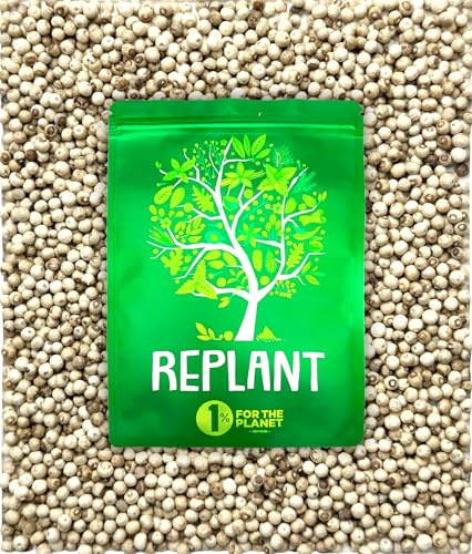 Poivre Blanc de Penja 80g • Grand Cru IGP de Penja • Poivre blanc en Grains Entiers pour Moulin à Poivre - Sachet Recharge Moulin FreshZIP REPLANT