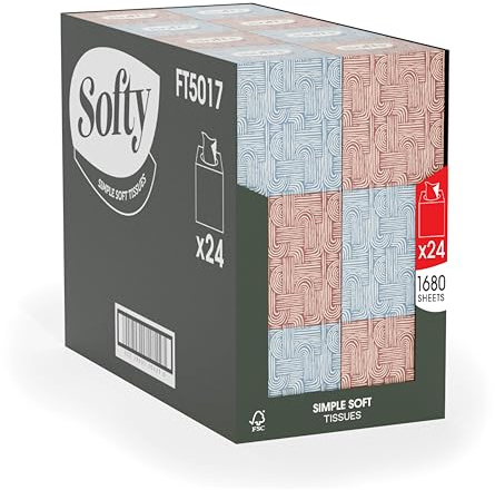 Softy Simple Soft Box Facial Tissues - Gentle & Delicate Bulk Buy 1680 Tissues (24 x 70)