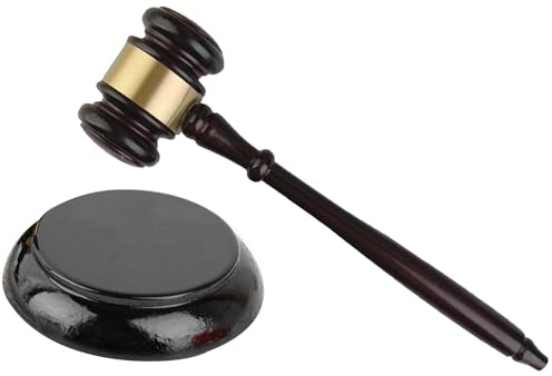 Ompinda Handcrafted Solid Wooden Judge Gavel and Gavel Sound Block Round Judge Hammer for Lawyer Judge/Auction Sale Meeting/Students Play Props and Gifts