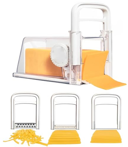 MENIBBLER Stainless Steel Cheese Cutter, 4 in 1 Cheese Cutter with Handle, Butter Slicer Storage Box, Portable Cheese Chopper Large Capacity Cheese Slicer, Cheese Cutting Cut Into Shreds Slicing Tool