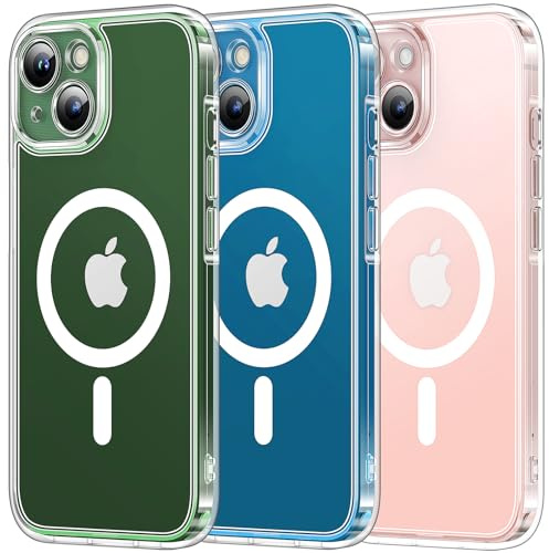 TOCOL für iPhone 13 Hülle, Kompatibel mit MagSafe, Transparent | Nie Vergilbung, Starke Haftkraft, Vollständiger Kameraschutz, Militärschutz Stoßfest Kratzfest Haltbarkeit, Durchsichtig Case