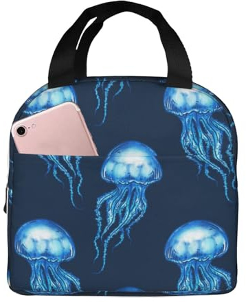 Loncheras aisladas para hombres y mujeres, para el trabajo, color azul y blanco, bolsa térmica suave con aislamiento para viajes, a prueba de agua, lonchera pequeña para adultos, para hombres y