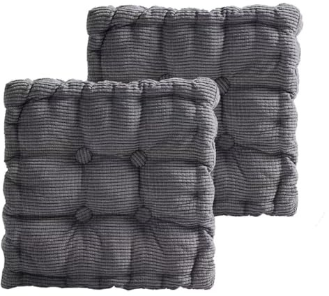 Bettschlange Sitzkissen Outdoor, 2er Set Stuhlkissen 45x45cm, Dicke Bodenkissen, Sitzpolster Outdoor für Bank und Gartenstuhl(Quadrat,Dunkelgrau,45 x 45 cm)