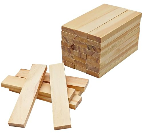 HAOBIN Planches rectangulaires en bois de pin Non Fini 100x20x7mm - 30 pièces