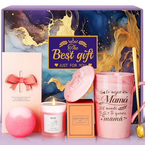 Eletorot Regalo Cumpleanos Madre,Regalos Originales Para Mama Taza,Set de Regalo Spa Relajación，Regalo del Día de la Madre