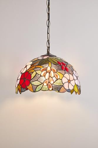 Five liters 12 Zoll Retro Pendelleuchte - Bunte Trauben Design, Handgefertigte Glas-Deckenleuchte, Höhenverstellbar (30x30x105 cm), Antiker Luxus für Wohnzimmer & Küche