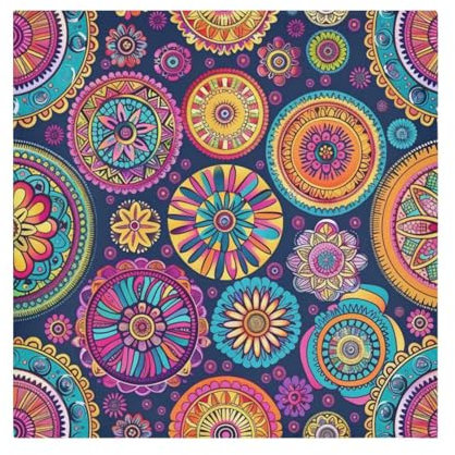 Boho Stoffserviette Lila Mandala Muster Boho Tuch Serviette Set mit 6 Stück Waschbar Wiederverwendbar Polyester Tischservietten für Familie Abendessen Party Urlaub