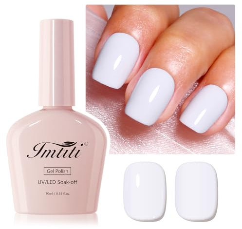 Imtiti Warm White Gel Nail Polish, 1Pcs Pure White Gel Polish Soak Off UV LED Gel Polish, Long Lasting, Nail Art Manicure Salon DIY at Home for Autumn and Winter (0.34 Fl Oz)