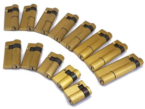 Cilindro for serratura intelligente con impronta digitale Materiale in rame Serratura a lama di classe C con 3 chiavi Cilindro mezzo blocco su un lato ad alta sicurezza 1 pezzo(50mm)