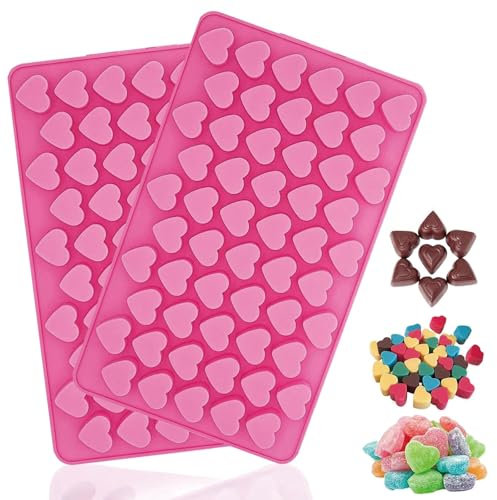 2 Pack Silicone Ice Cube Moulds, Heart Ice Cube Tray, Silicone Freezer Moulds, 55-Cavity Jelly Moulds Ice Cube Baking Accessoire, Easy Release Silicone, for Drinks, Whiskey, Cocktails