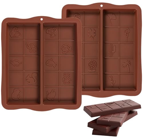 Bafiwu Molde Silicona Tableta Chocolate Dubai 2 Piezas Antiadhesivo, 20 Compartimentos, Reutilizable, Para DIY Chocolate Pralines Dulces