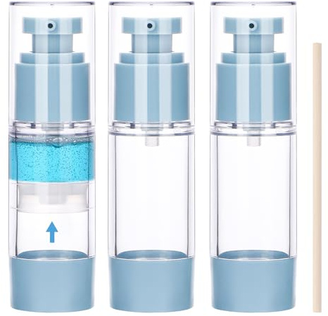 Segbeauty Dispensador de Cremas, 3 Piezas 30ml Dispensador de Bomba Vacío, Sin Aire, Botellas de Loción al Vacío, Reutilizable y Portátil, para Viaje (Azul)