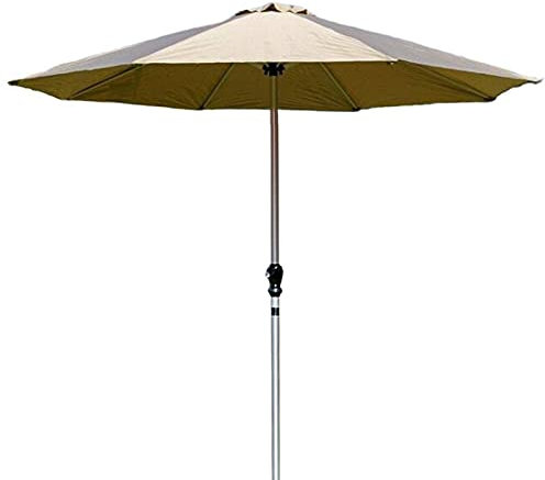 WOTZOV Parasol de Jardin Beige surdimensionné – 2,7 m, 8 Baleines, pour Table de marché, Plage, Piscine, Jardin, avec manivelle et mât en Acier