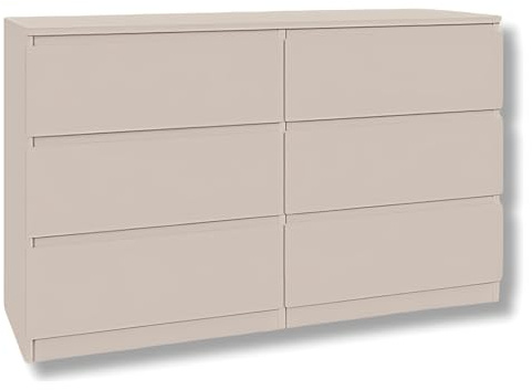 SoDREAMER Kommode mit 6 Schubladen | Kashmir 120 cm Ideal für Schlafzimmer, Wohnzimmer, Kinderzimmer und Büro | Große geräumige Schubladenschrank | 120x75x40 cm
