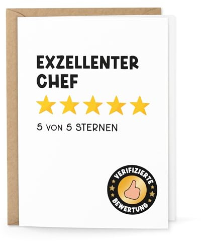 KuschelICH Klappkarte Exzellenter Chef – DIN A6 Grußkarte mit Kraftpapierumschlag – 5 Sterne Motiv – Made in Germany (Chef)