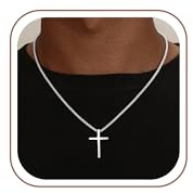 SLOONG Kreuz Kette 925 Sterling Silber Herren - 2.5MM Silber Kabelkette Kreuz Anhänger Silberkette Herren Schmuck Geschenke für Papa Freund 56cm