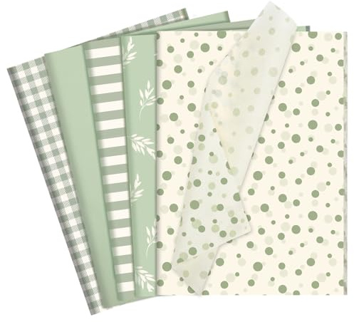 woric 60 Blatt Seidenpapier, Geschenkpapier Salbeigrün Verpackungsmaterial