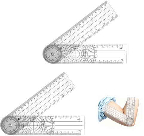 QEAS 2 Stück Winkelmesser, Goniometer Physiotherapie PVC, Winkelmesser 360° Winkel Transparenter, 38cm Spinal Lineal Winkellineal, Goniometer Digital für Physiotherapie, Sporttherapie und Heimarbeit