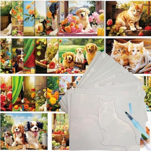 FayinLuna 24 Pack Reusable Water Painting Book for Seniors Dementia, No Mess Pet Water Colouring Book, Magic Water Art Therapy Set with Brush, Gifts for Elderly Parents Grandparents