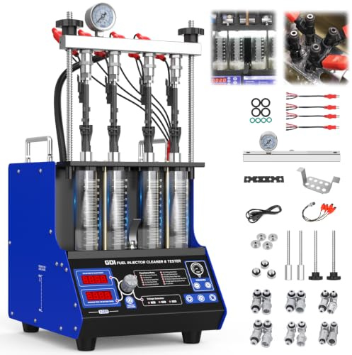 V209 Iniettore Ad Ultrasuoni Pulitore e Tester GDI EFI FSI Piezo 220V Iniettore Pulitore Tester 4 Cilindri 10 Funzioni Pulizia Automatica e Test per Auto Moto Iniettore
