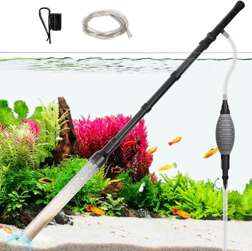 AQQA Aquarium Reiniger, Regulierbarer Durchfluss Mulmsauger Aquarium, Aquarium Sauger für Manuellen Wasserwechsel und Sandreinigung Mit Ergonomischem Griff