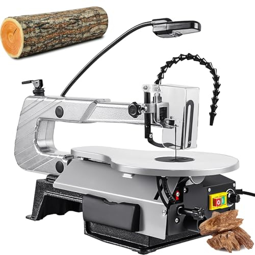 16-Inch Power Scroll Saw for Woodworking, Adjustable Angle 0-45°, LED Light, Low-Noise, Large Tilting Working Table, 150W for Detailed Cutting