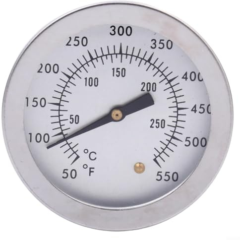 Qualoramall Bimetallisches Grill-Ofenthermometer aus Edelstahl mit Dual- und Fahrenheitsskala, großer klarer Temperaturanzeige für Grill, Herdplatte Kochen und Braten