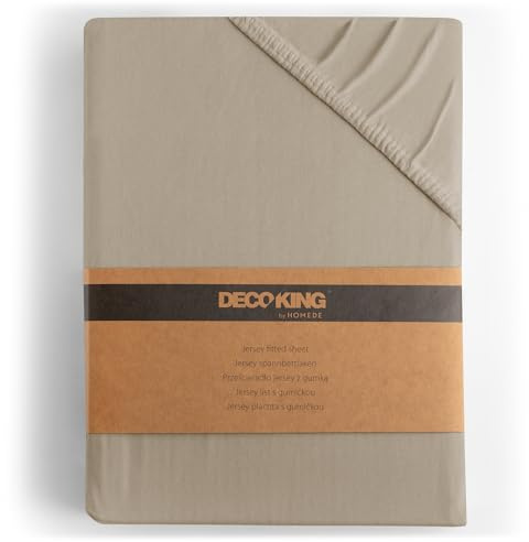 DecoKing Spannbettlaken 180x200 200x200 cm 100% gekämmte Baumwolle Cappuccino Spannbetttücher Jersey Boxspringbett Amber 180 x 200 200 x 200