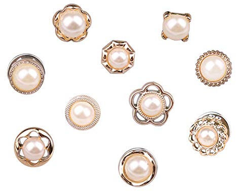 Joyci 10 Stück Damen Hemd-Brosche Knöpfe Anstecknadeln Neuheit Anzug Weste Sicherheitsschnalle Metall Krawattennadel Rückseite Clutch, Metall, Perle