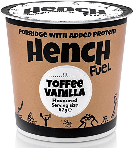 Toffee Vanilla - Protein Porridge, Hench Fuel, High Protein, 20g of Protein, Porridge Pot, Instant Oats, Low Sugar, Real Fruits, Breakfast Pot
